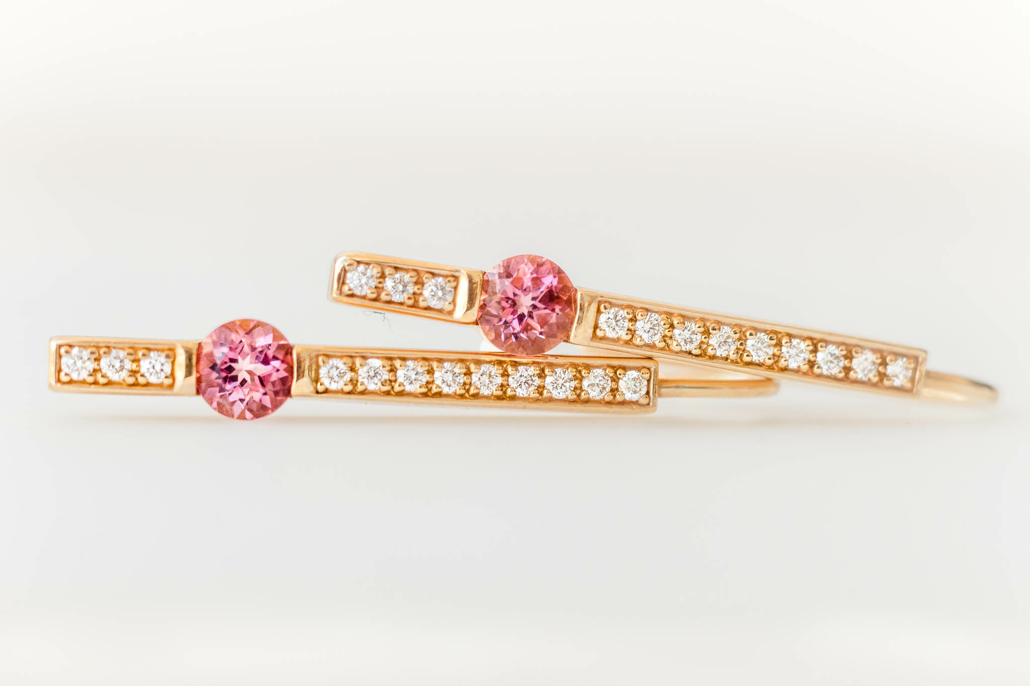 Pink Maine Tourmaline and Diamond Earrings