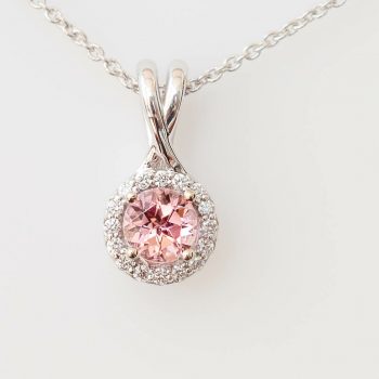 Pink Maine Tourmaline Halo Necklace