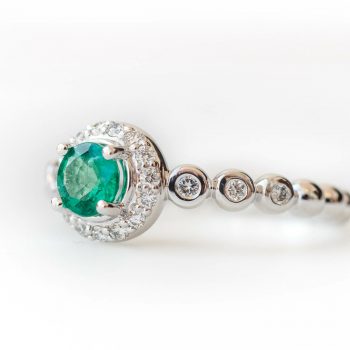 Emerald and Diamond Halo Ring