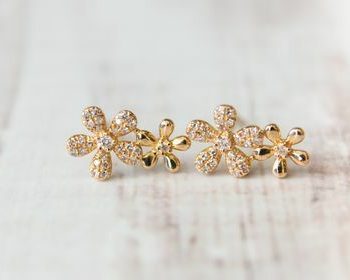 Diamond and Flower Earrings