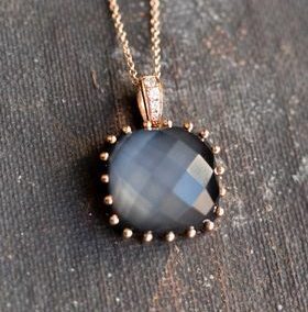 Hematite, Quartz and Diamond Necklace
