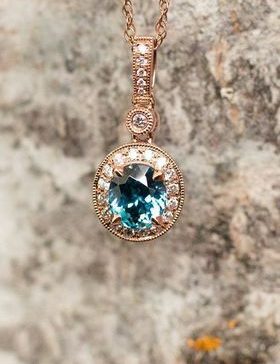 Blue Zircon and Diamond Necklace - Designs by Aaron