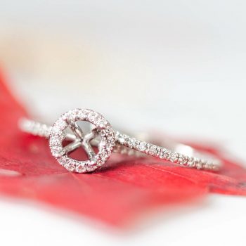 Unset Halo Engagement Ring and Wedding Band