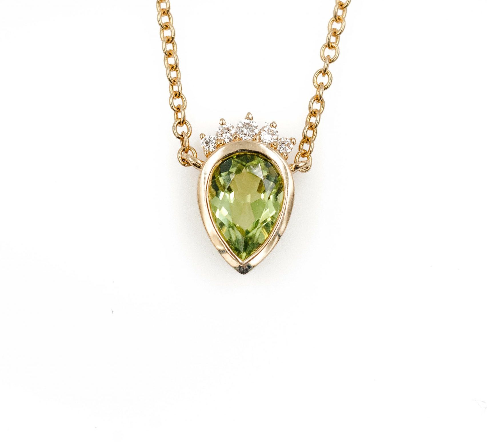 Albert`s 14k Yellow Gold 1.55ctw Peridot and Diamond Necklace C4828X