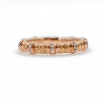 Diamond and Textured Gold Ring