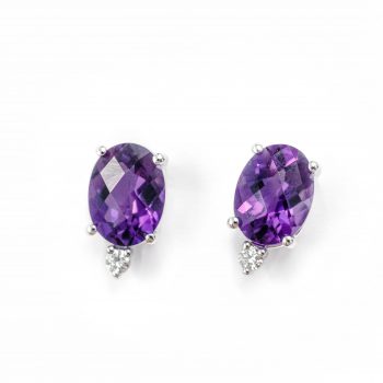 Amethyst and Diamond Studs