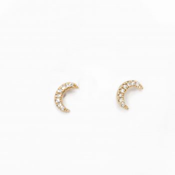 Diamond Crescent Moon Studs