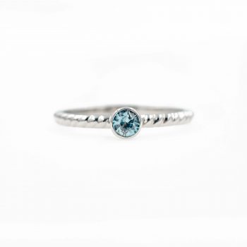 Blue Zircon Birthstone Ring