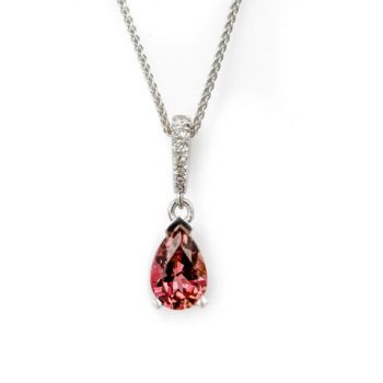 Pink Maine Tourmaline and Diamond Necklace