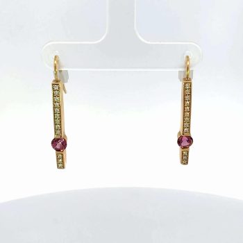 Pink Maine Tourmaline and Diamond Earrings