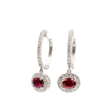 Ruby and Diamond Halo Earrings