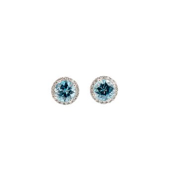 Blue zircon and diamond earrings