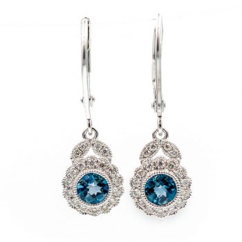 Blue Topaz and Diamond Earrings