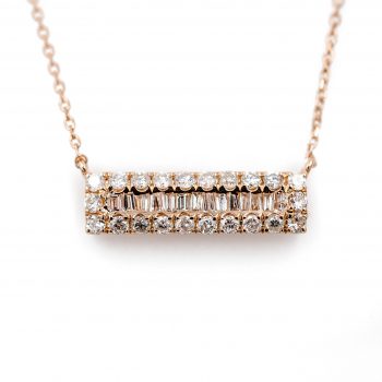 Rose Gold Diamond Bar Necklace