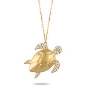 Yellow Gold and Diamond Turtle Necklace