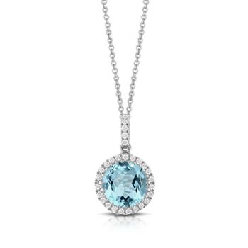 Sky Blue Topaz pendant with diamond accents set in 18kt white gold