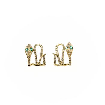 Diamond and Emerald Snake Earrings