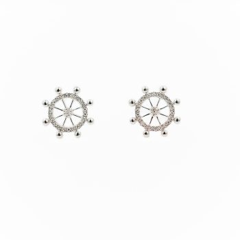 Diamond ship wheel earrings