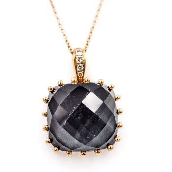 Hematite, Quartz and Diamond Necklace
