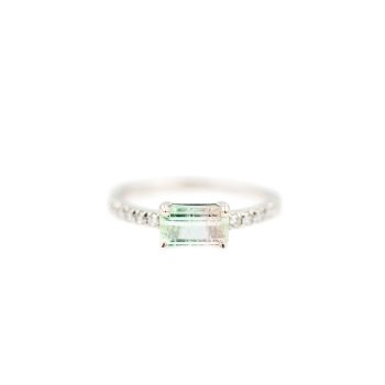 Maine watermelon tourmaline and diamond ring