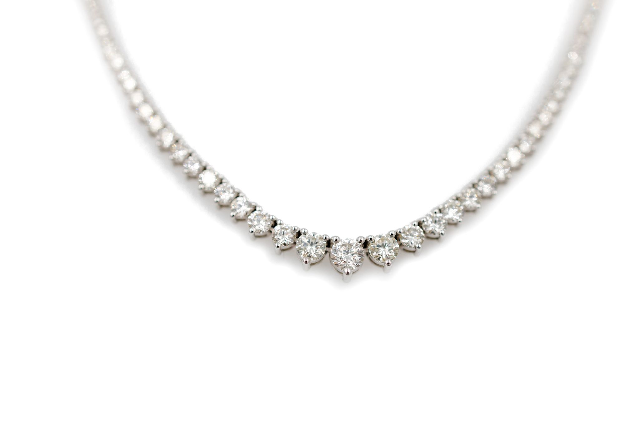 6 CT. T.W. Graduated Diamond Riviera Tennis Necklace in 14K White Gold -  17