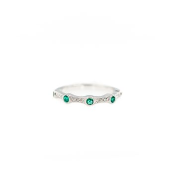 White gold Emerald and Diamond Ring