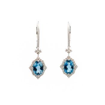 Blue Topaz and Diamond Earrings