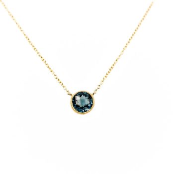 Blue topaz in yellow gold necklace