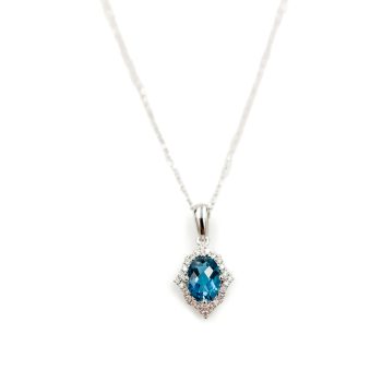 Blue Topaz and Diamond Necklace