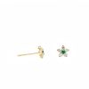 Emerald and Diamond Flower Earrings - Image 2