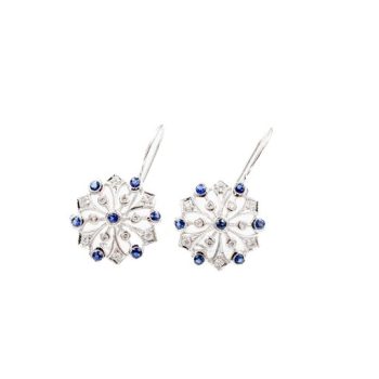 Sapphire and Diamond Snowflake Earrings