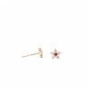 Ruby and Diamond Flower Earrings - Image 2