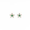 Emerald and Diamond Flower Earrings