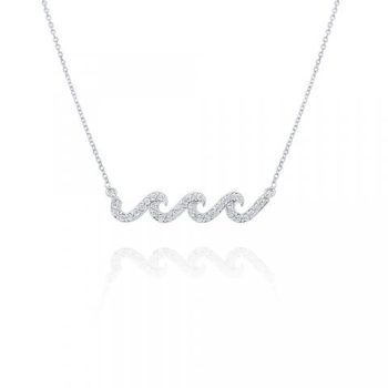 Gold and Diamond Wave Necklace