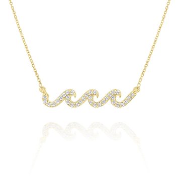 Gold and Diamond Wave Necklace