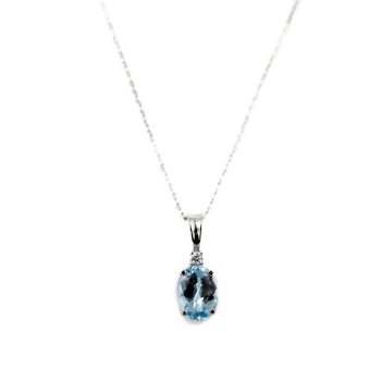 Aquamarine and Diamond Drop Pendant