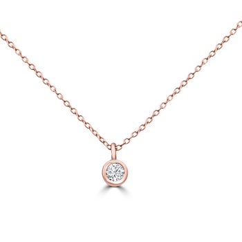 Diamond Bezel Necklace (Rose Gold)