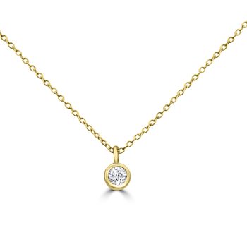 Diamond Bezel Necklace (Yellow Gold)