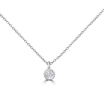Diamond Bezel Necklace (White Gold)