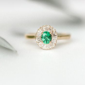 Emerald and Diamond Ballerina Ring