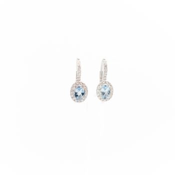 Aquamarine and Diamond Halo Earrings
