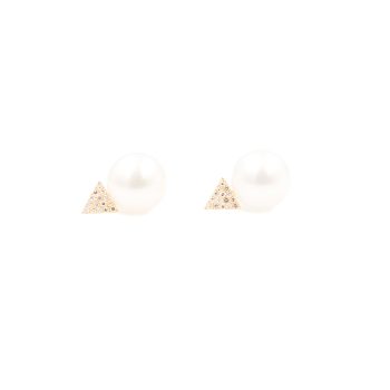 Pearl and diamond studs