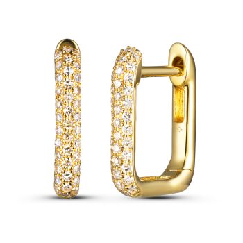 Diamond Square Hoops in Yellow Gold