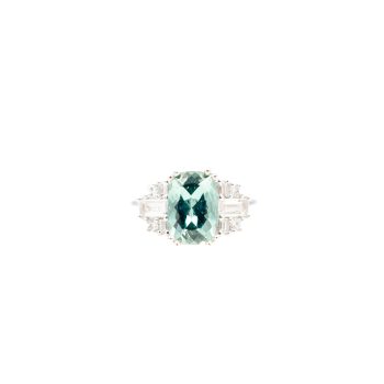 Mint green Maine tourmaline and diamond ring