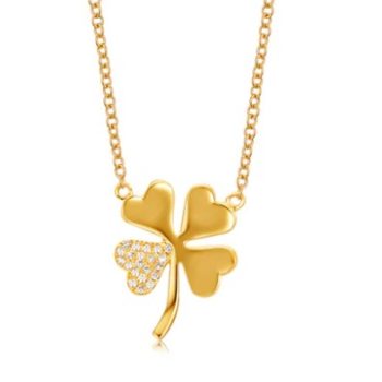 Diamond and gold shamrock necklace