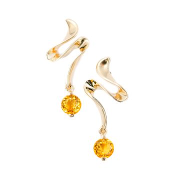 Yellow gold ribbon and citrine earrings