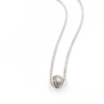 Diamond and satin white gold spinner pendant
