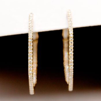 Hexagon diamond hoop earrings