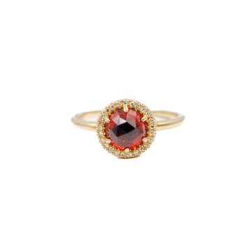 Garnet ring with diamond halo ring