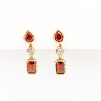 Garnet and diamond drop earrings
